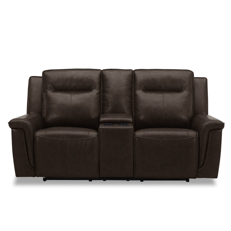 Murraylee Power Loveseat w/ Console & USB Charging Ports - Cognac Leather