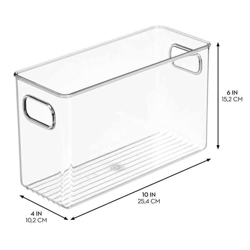 iDesign Set of 2 Cube Storage Bins with Handles for Pantry  - Clear, 3.27