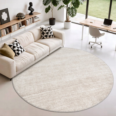 Tapis lavable à rayures rétro antidérapant (beige)