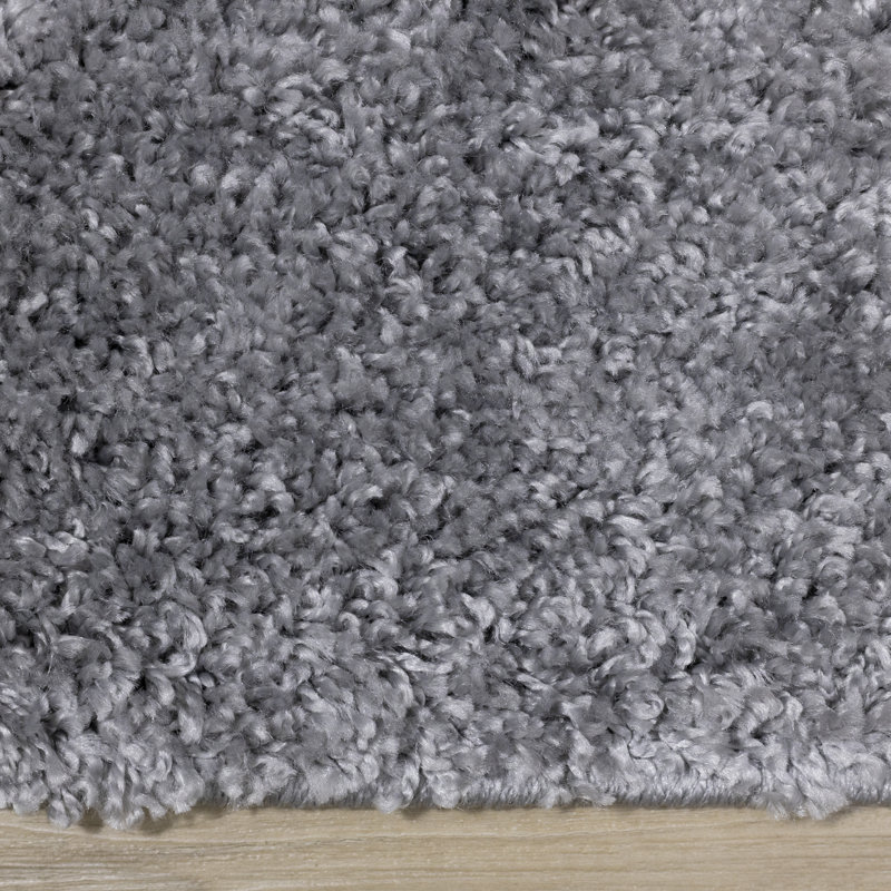 Tapis à poil long gris en polypropylène résistant aux taches, Rectangle 2 pi 8 po x 4 pi 11 po