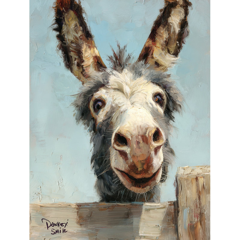 «Donkey Smile», art mural sur toile tendue, H 36 po x l 24 po