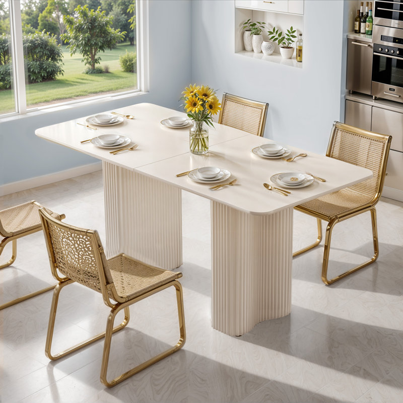  Table de salle à manger Labrenda, H 29,5 po x L 63 po x l 29,5 po, Blanc
