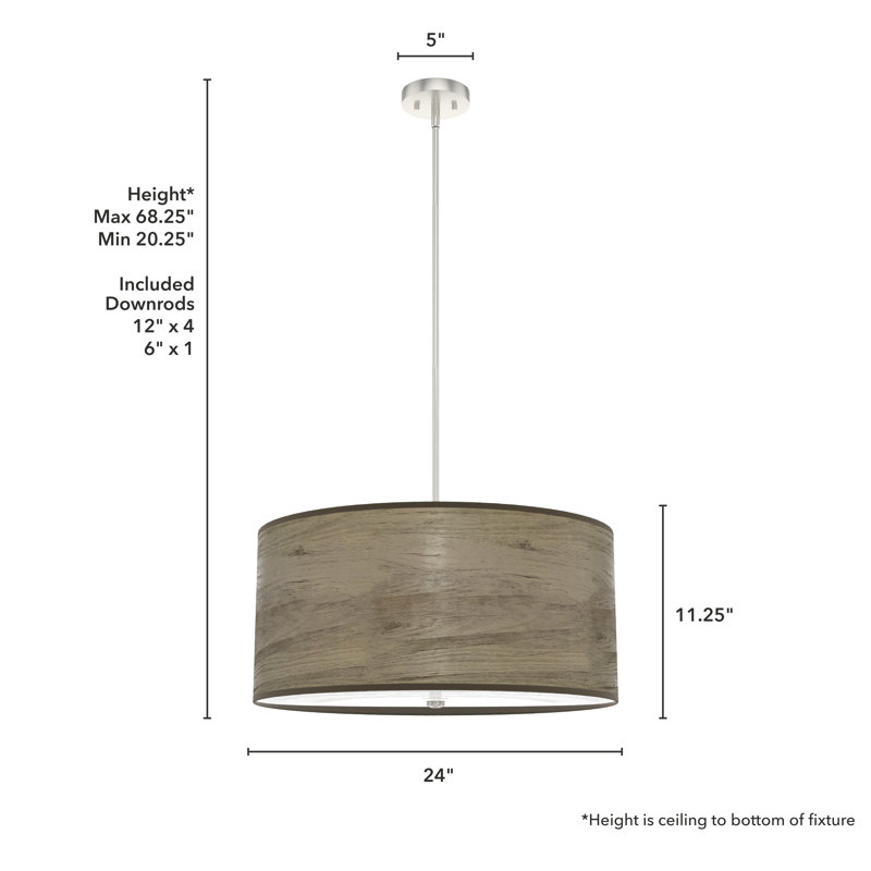 Solhaven 4 - Light Shaded Drum Pendant, Warm Gray Oak