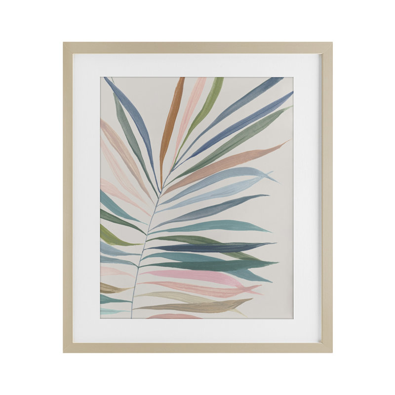«Tropical Harmony Palms», reproduction sous verre encadrée, conception par Hannah Dawson, H 16 po x l 13 po