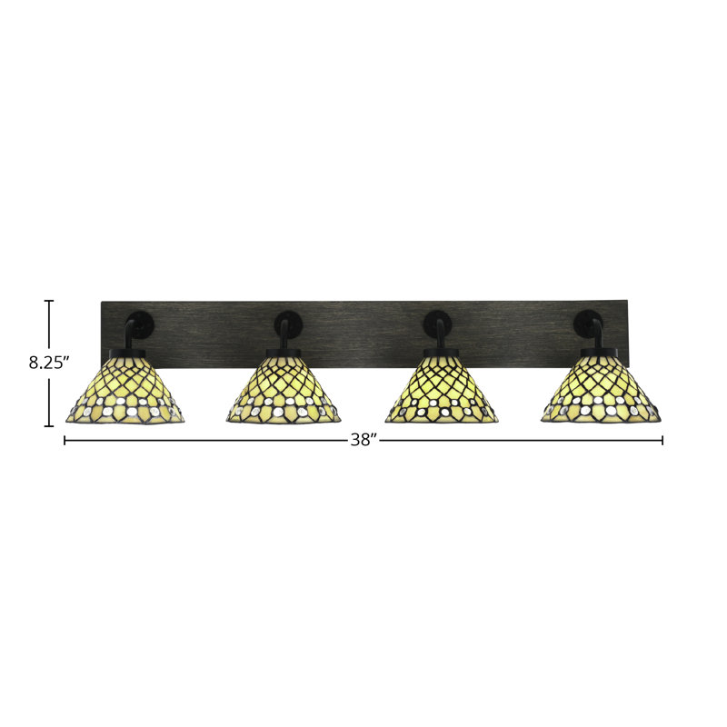 Barre d'éclairage de salle de bain 4 lumières Oxbridge, Noir mat / gris vieilli