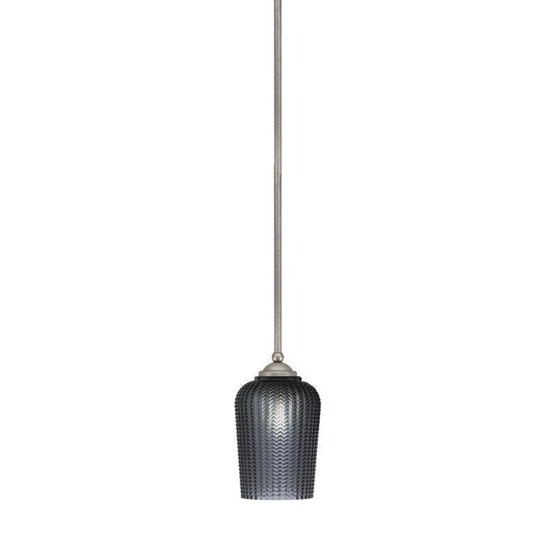 Mini-luminaire suspendu suspendu Zilo, fini granit foncé avec verre de 5 po, Graphite