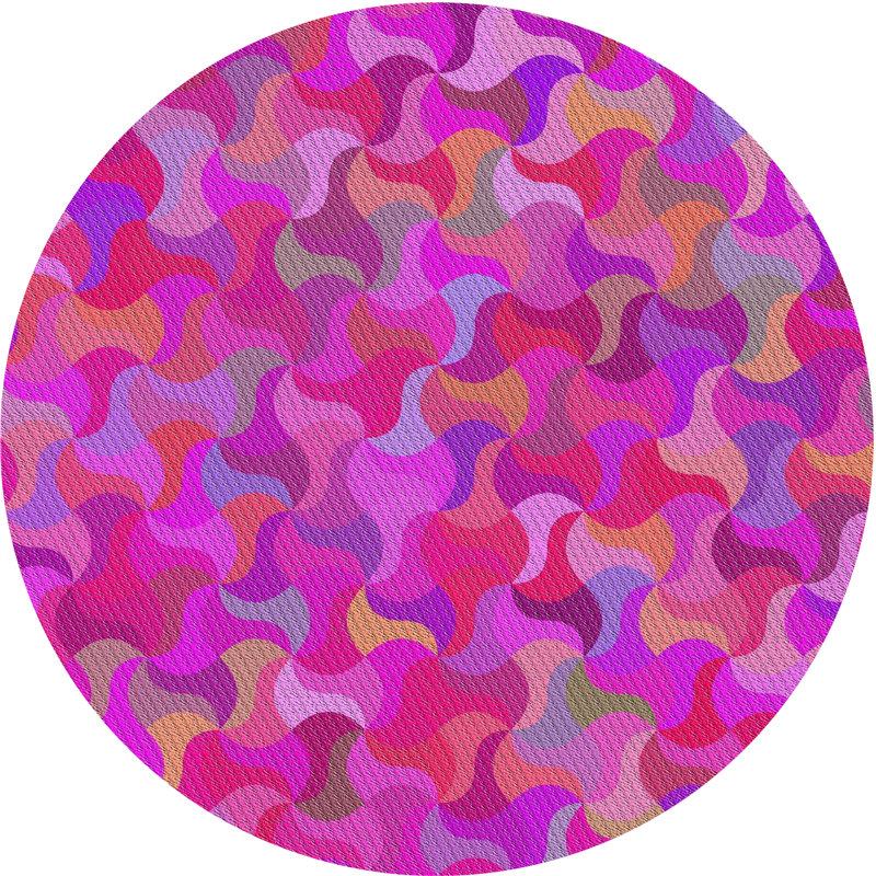 Tapis rose tissé à la machine, Rond 5 pi