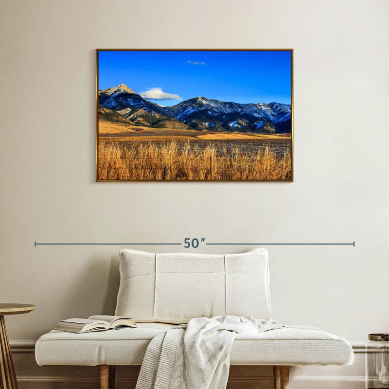 Vue panoramique des montagnes Bridger, Cadre flottant doré, 37 po x 25 po