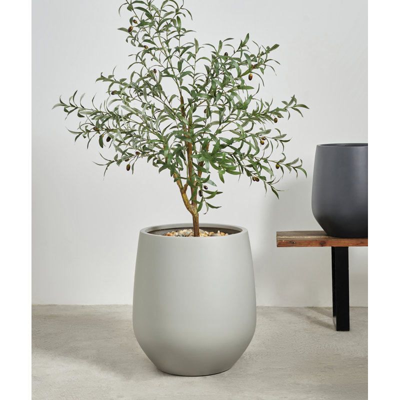 Fion Handmade Pot Planter, Smooth Gray, 21.75" H x 17.25" W x 17.25" D