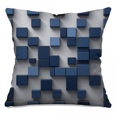 Blue Cubes Arrangement Double Sided Throw Pillows
