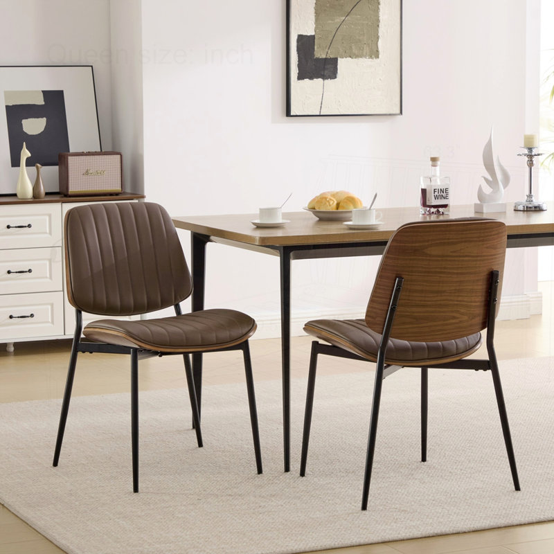 Ensemble de chaises en similicuir rétro Mid-Century, Brun