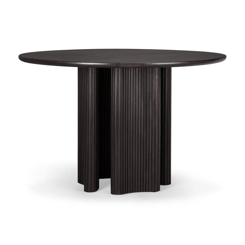 Roller Max Round Solid Wood Dining Table, Dark Brown