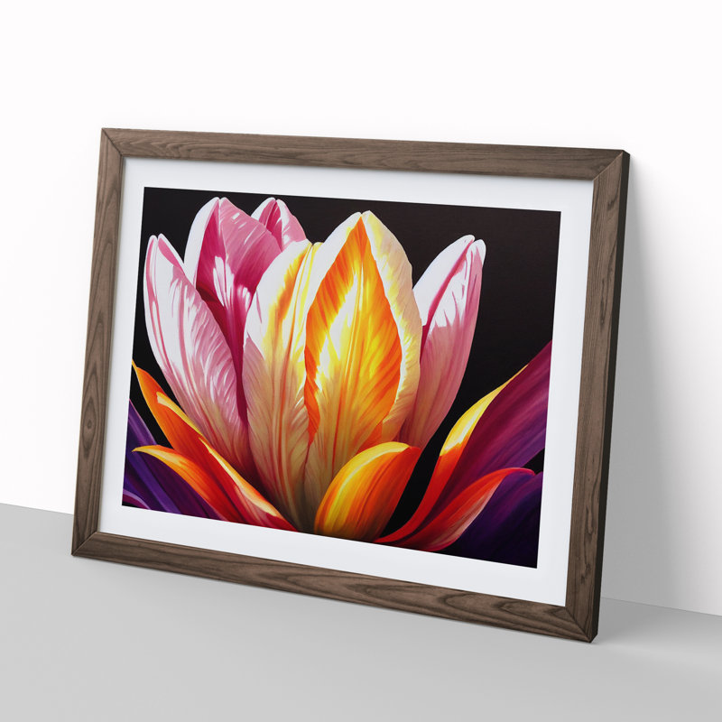Euphoric Tulip Flowers - Framed Print, 34cm H x 46cm W x 2cm D, Walnut