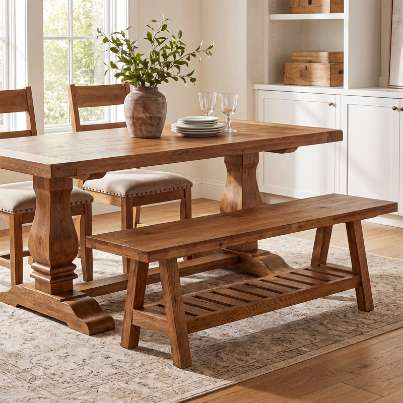 Banc de salle à manger en bois massif 55,12 po