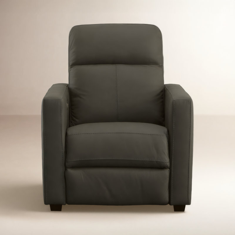 Broadway 34" Genuine Leather Power Recliner, Shale Leather Match
