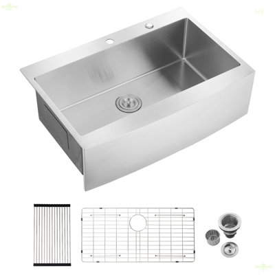 Évier de cuisine 33 x 22 x 10 po à tablier simple en acier inoxydable avec poste de travail