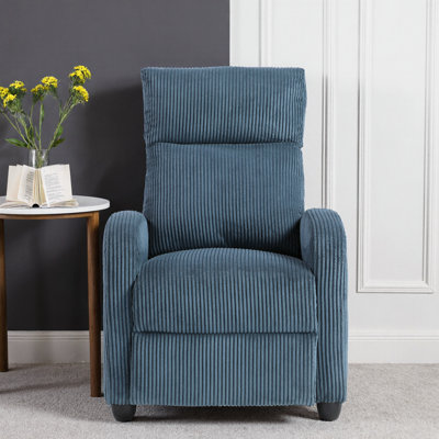 Self-Reclining Corduroy Upholstered Chair | Solid Wood Frame | Push-Back Design | 27" x 34" x 39.5" | Zero Gravity Comfort for Modern Living