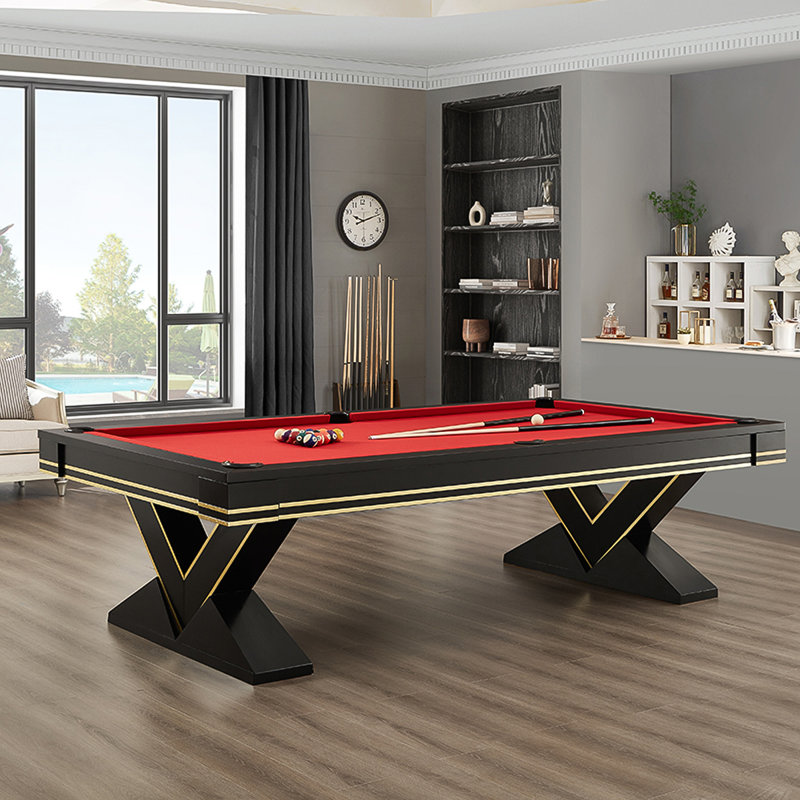Table de billard moderne en forme de V multifonctionnelle de 9 pi, 33.46" H x 114.17" W x 62.99" D