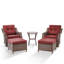 Elona 5 Piece Outdoor Wicker Swivel Glide Chair Set with Cushions-1745061158