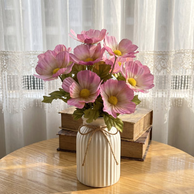 Ensemble de 4 fleurs artificielles artificielles 12,2 po Bouquet de fleurs artificielles pour vase Décoration de mariage
