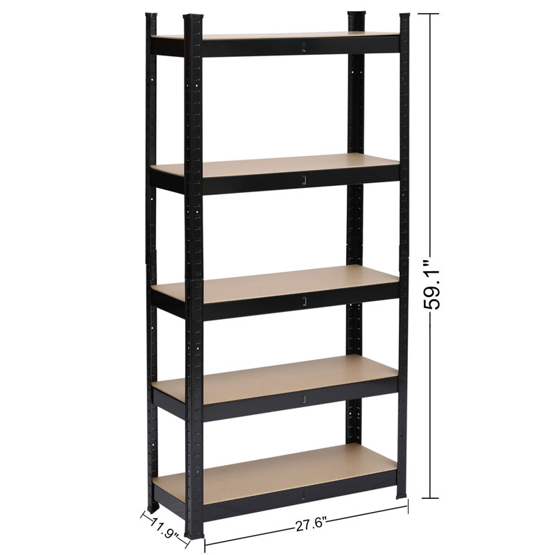 Iylan Steel Storage Rack, Black, 11.81" H x 59.05" W x 27.55" D