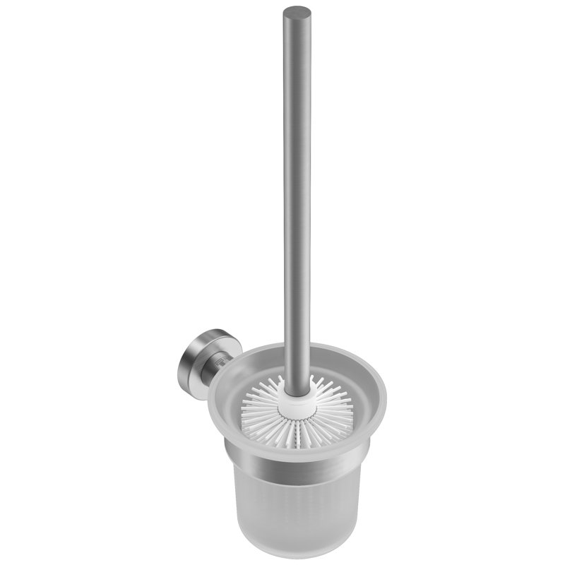 Brosse de toilette murale en métal 15,38 po 4600 Series et support, Acier inoxydable brossé
