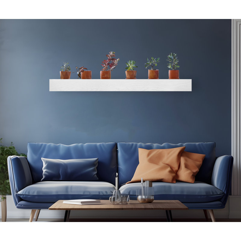 Rayons flottants avec support en métal Rayne, Blanc, H 6 po x l 70 po x P 7 po