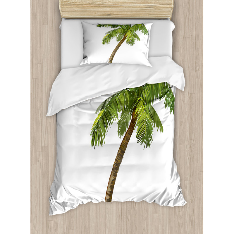 Palm Tree Coastal Polyester Duvet Cover, Twin