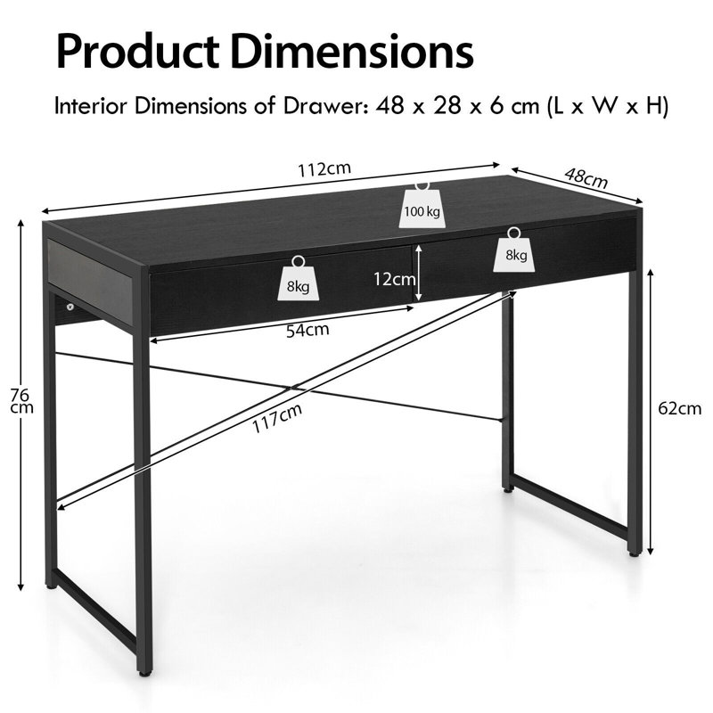 Metal Base Computer Desk