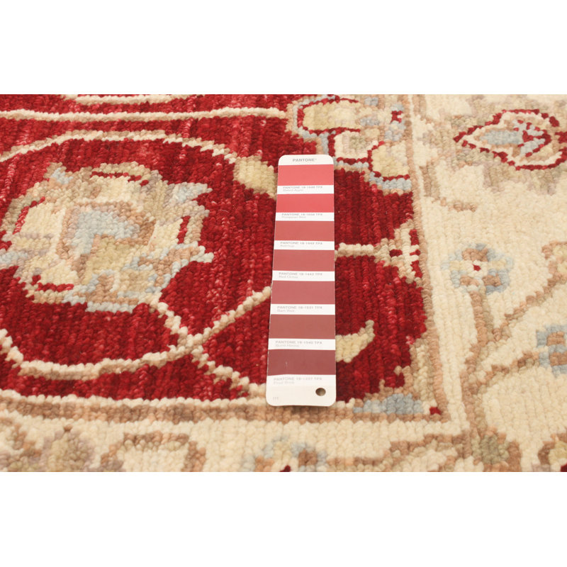 Tapis rouge en laine noué à la main Crutcher