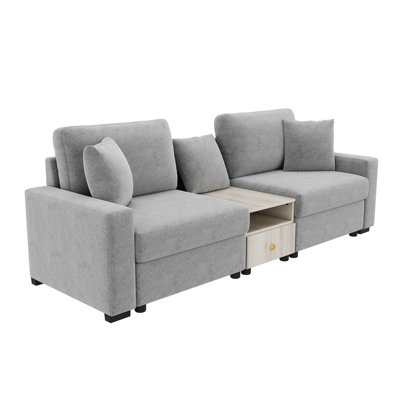 Modern Sofa Couch 95.7" Modular Sofa Upholstered Sofa Couch With Storage Armrest And Center Console