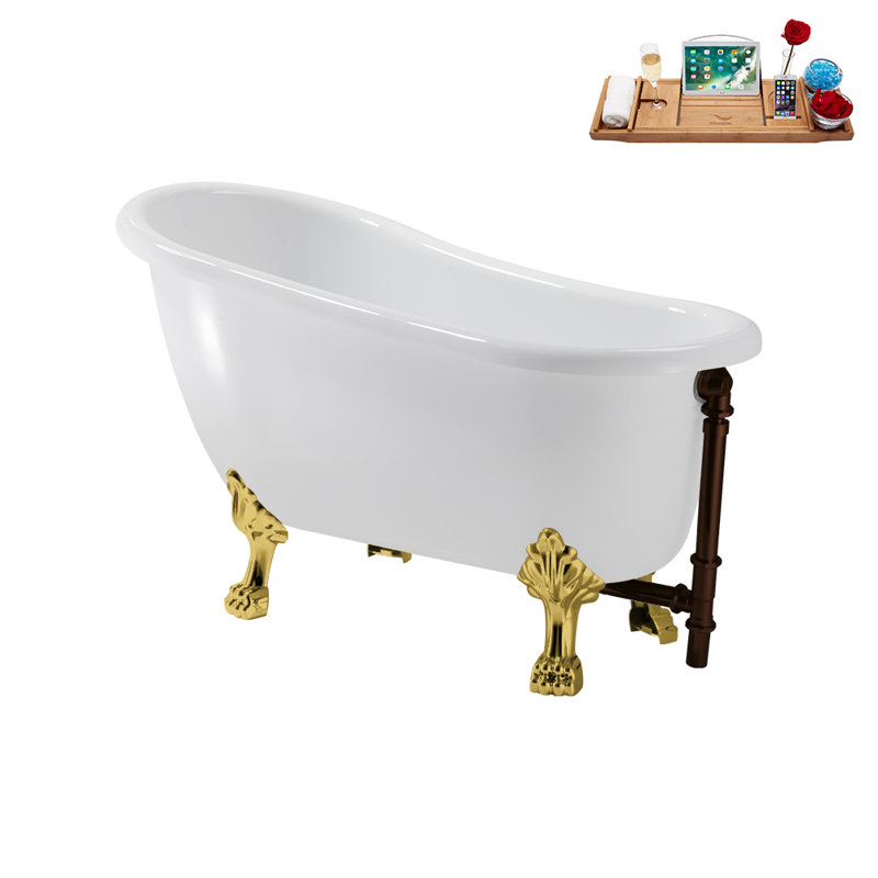 53.1'' x 25.6'' Soaking Acrylic Bathtub, Polished Gold, Matte Oil Rubbed Bronze