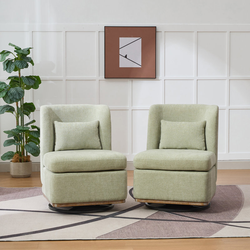 Fauteuil de chambre rembourré pivotant (ensemble de 2), Gris chenille