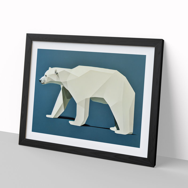 XH1022-8629X Super Abstract Polar Bear - Single Picture Frame Print, 46cm H x 64cm W, Black