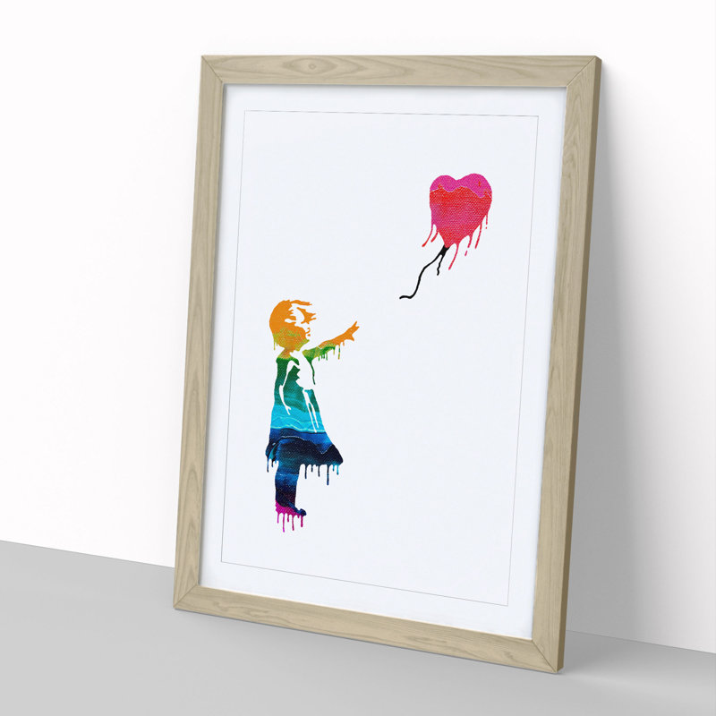 Banksy Balloon Girl - Picture Frame Graphic Art, Oak, 36cm H x 27cm W x 2cm D