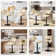 Swivel Adjustable Height Bar Stools with Footrest and Thick Cushion Curved Backrest(Set of 2)