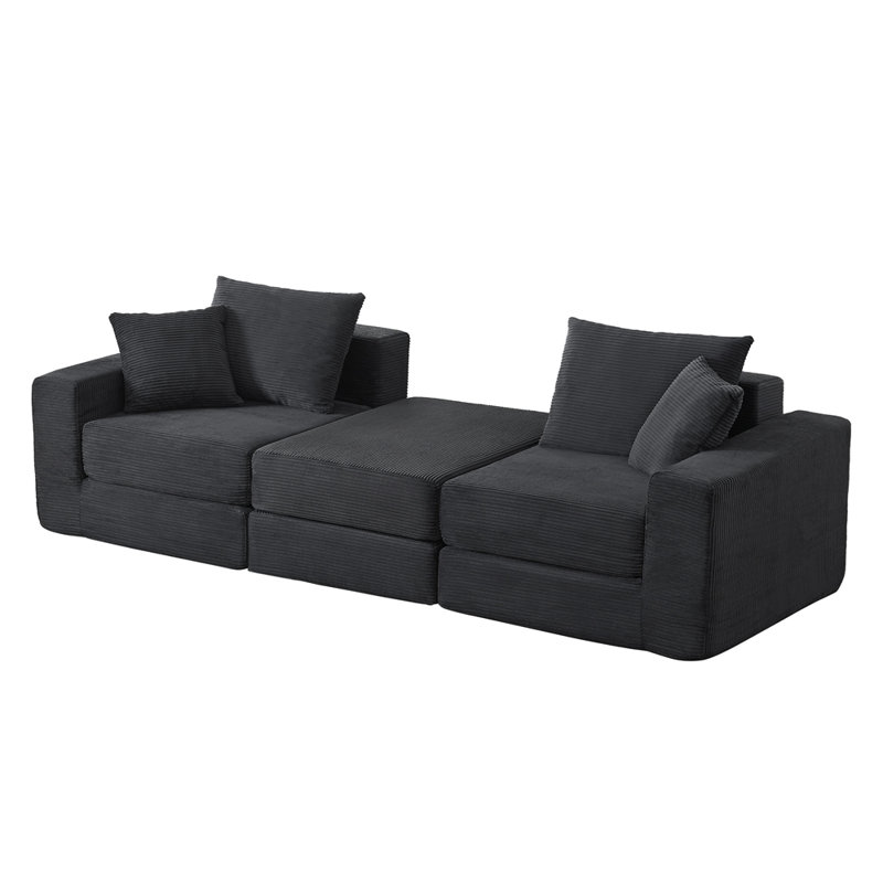 Canapé modulaire moderne avec méridienne en L, Dark Gray