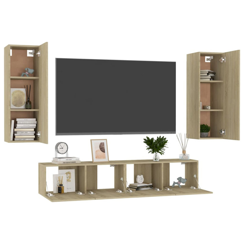 Blader Unfinished Floating Entertainment Centre for TVs up to 88", Sonoma Oak