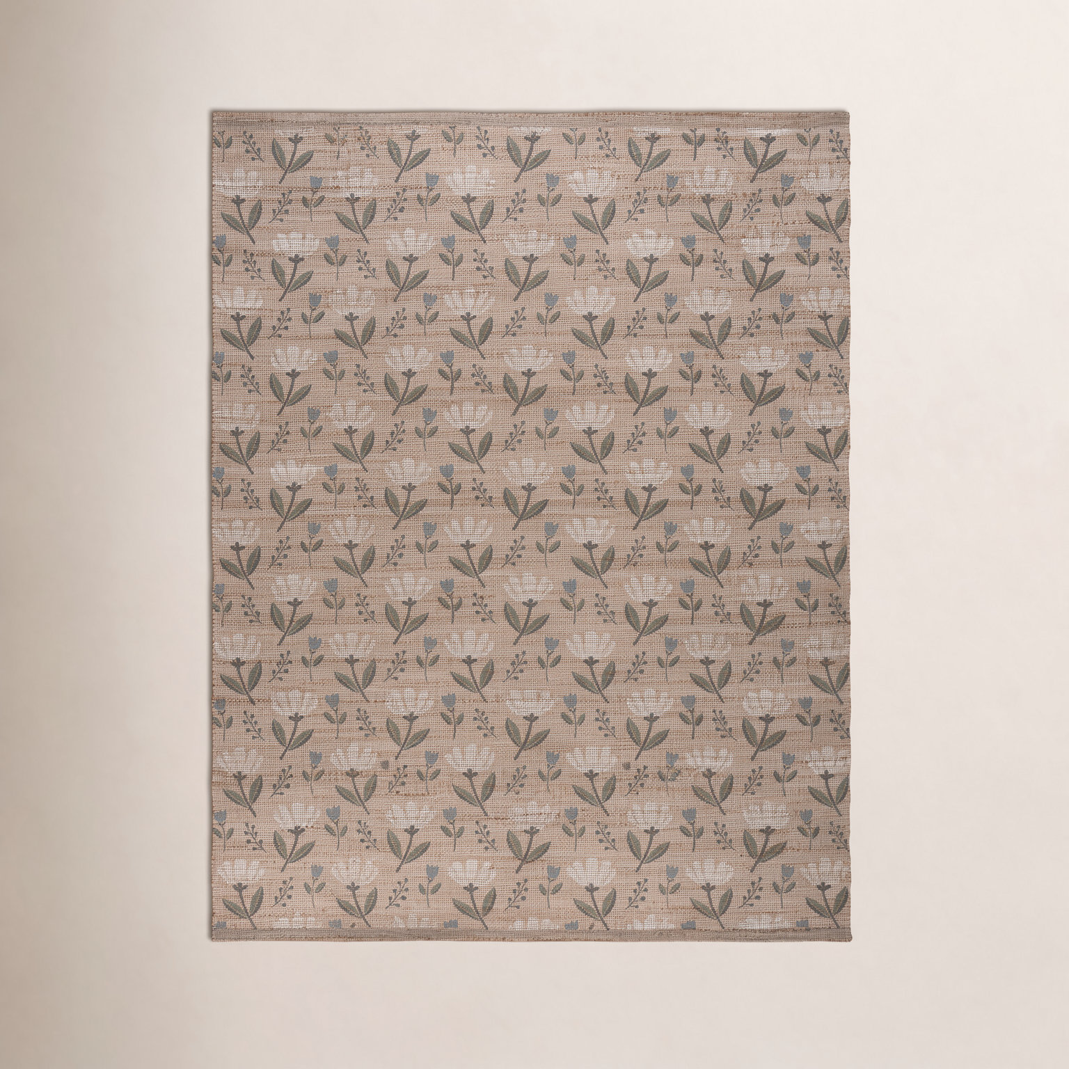 Hand-Woven Floral Jute Rug, 8'-0" X 10'-0" Rectangle