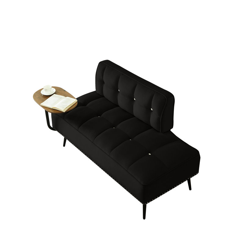 Moderne, deux, velours, profondeur de 54 pouces, table d'appoint rotative à 360 °, banc, noir, velours de luxe, mousse à mémoire de forme, chambre à coucher moderne à deux avec, et - motifs de blocs classiques pour un espace de vie principal