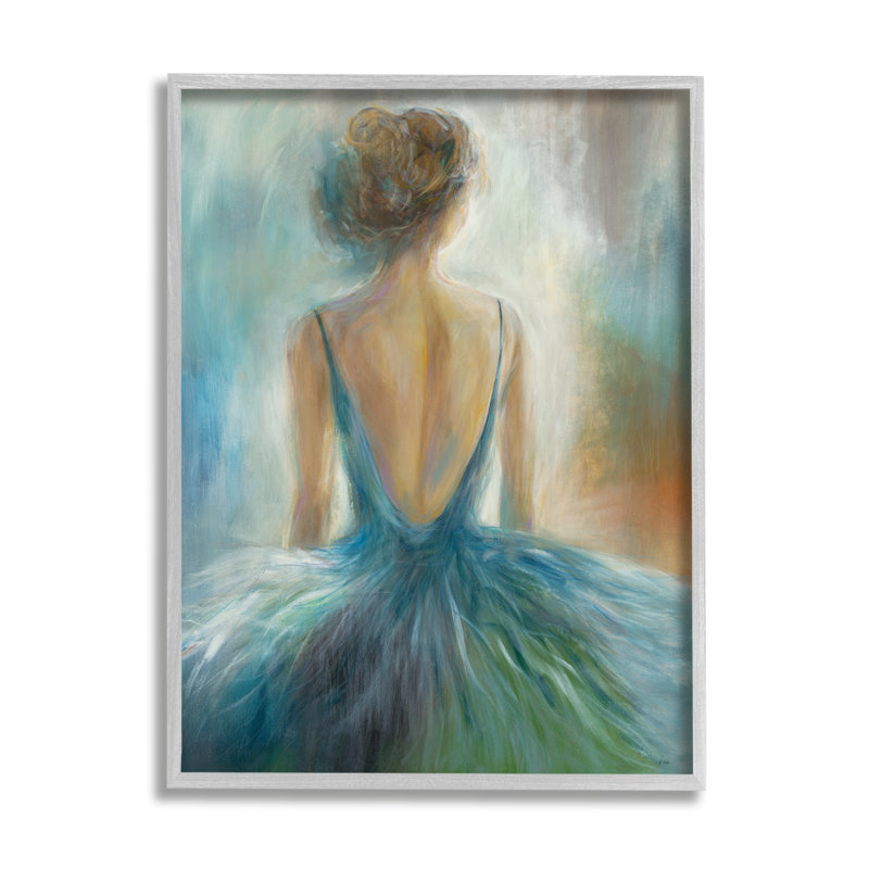 «Ballet Girl Blue Orange Figure» par Third and Wall - reproduction d'art, H 30 po x l 24 po x P 1,5 po