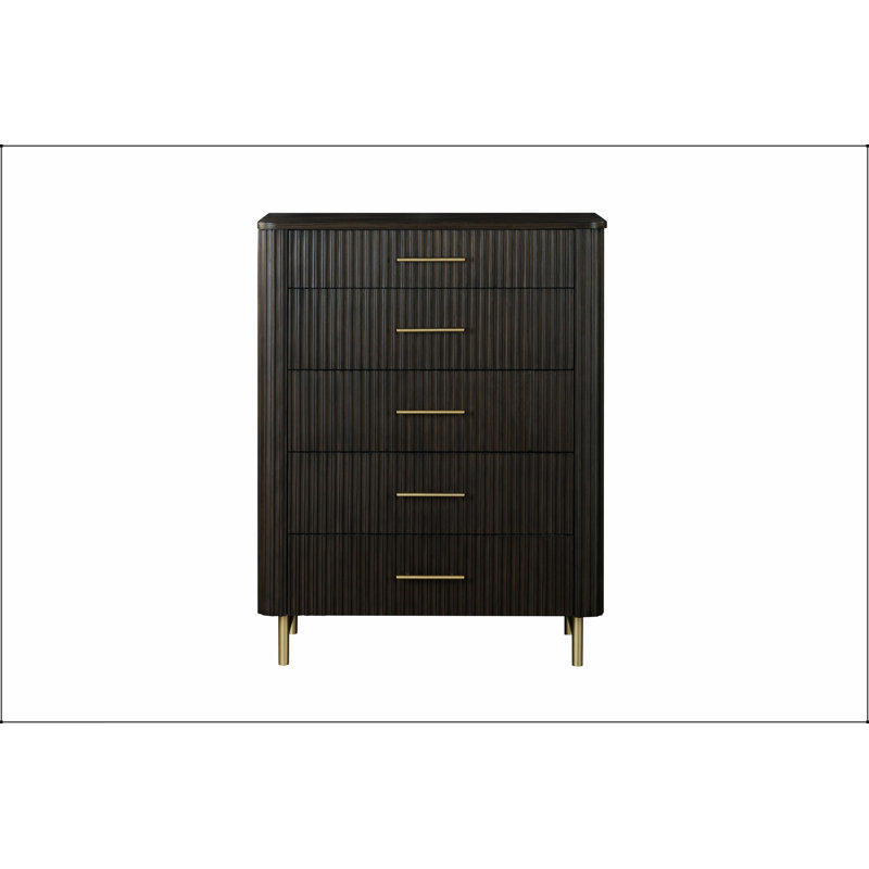 Commode à finition espresso Clayten avec tiroirs coulissants et fabrication durable pour des solutions de rangement modernes