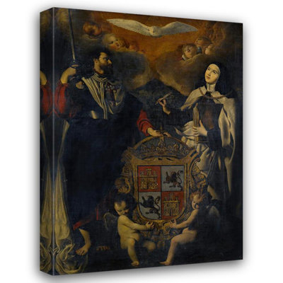 «Saint James the Majeur avec Sainte Thérèse d'Avila, les armoiries de Castille et de León entre eux» par School Of Madrid - Art sur toile tendue avec châssis