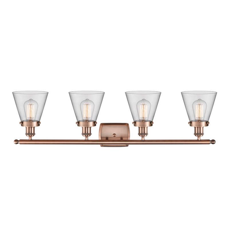 Éclairage pour meuble-lavabo 4 lumières 36 po Ballston Urban Cone, Cuivre antique, DEL, Clair