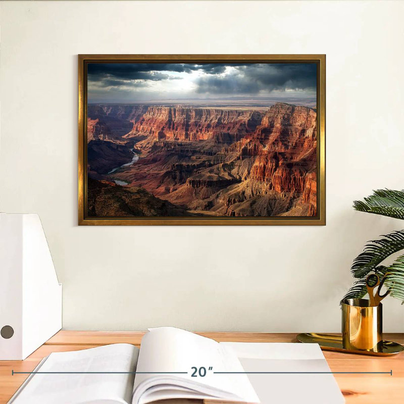 Cloudy Grand Canyon, Floating Frame Gold, 13" X 9"