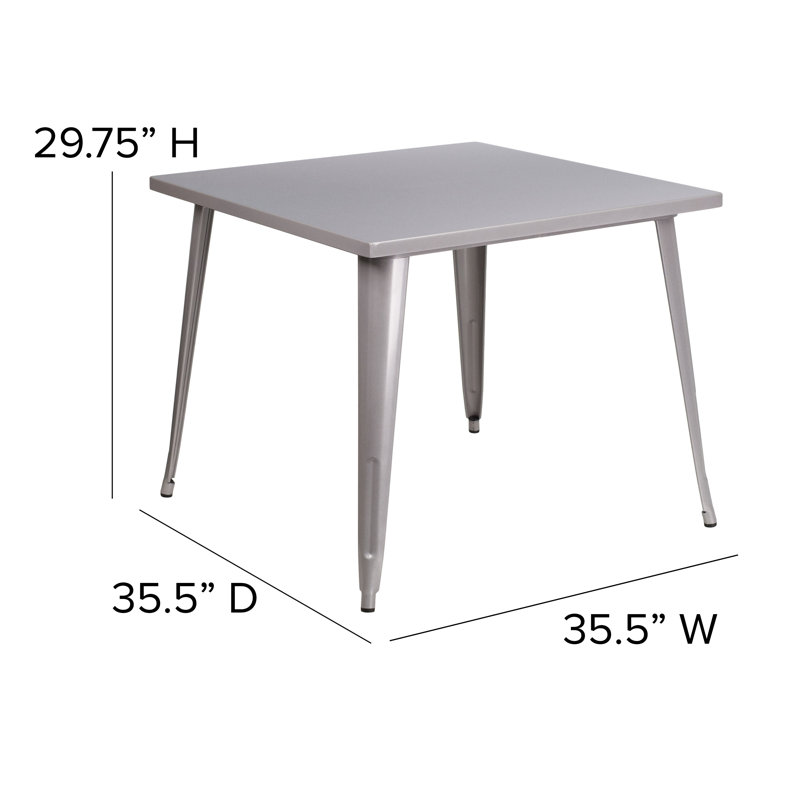 Table carrée intérieure / extérieure Angeleca, Argent, l 35,5 po x L 35,5 po x H 29,75 po
