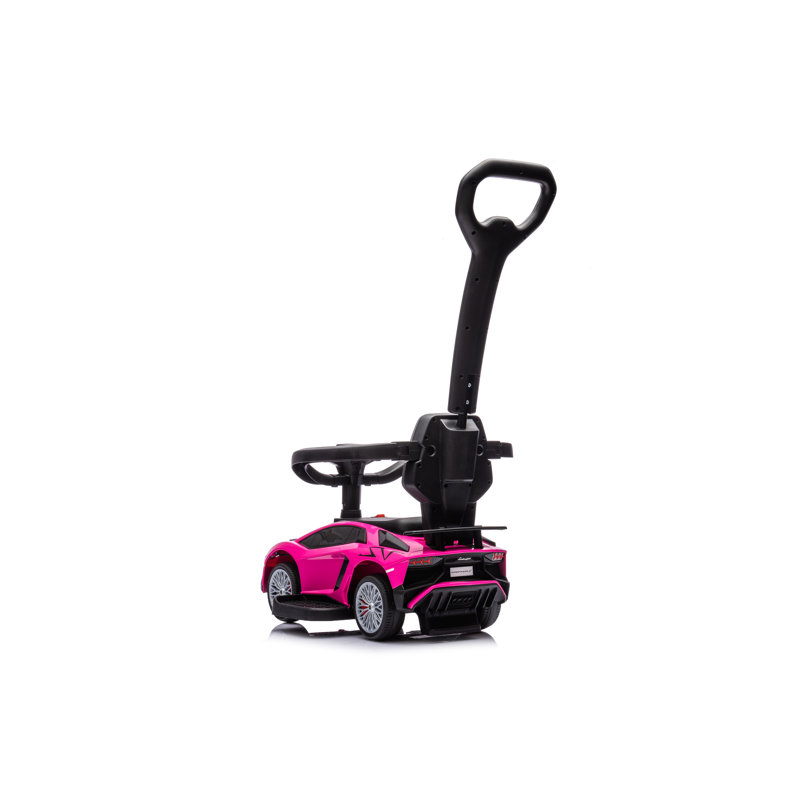 Pink Lamborghini 3-in-1 Kids Push Ride-On Toy Car