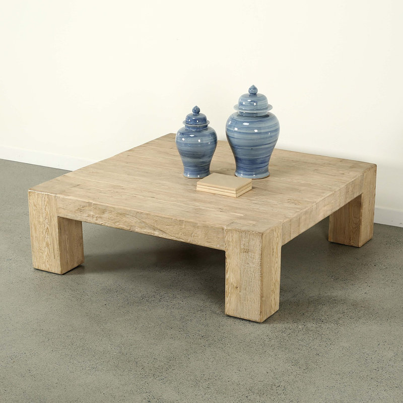 55" Square Ravello Coffee Table Weathered Warm Wood Tone, 17.7" H x 55" W x 55" D