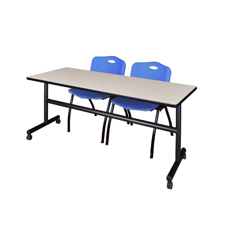 Table de nidification Nickls, 2 chaises empilables, H 29 po x l 72 po x P 24 po, Érable / Bleu