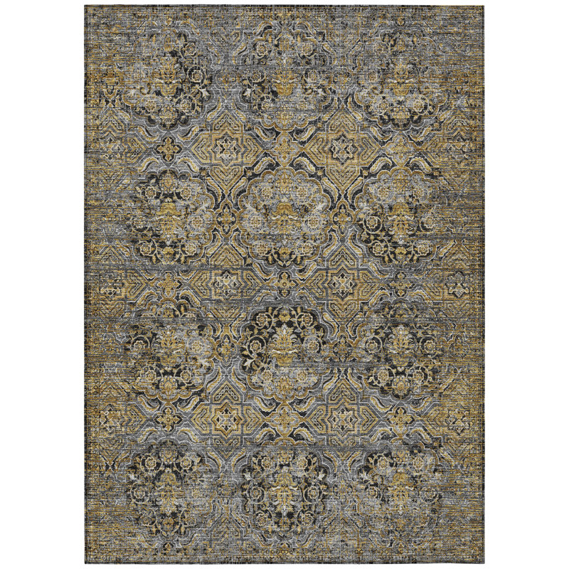 Machine Washable Indoor/Outdoor Chantille ACN2706 Global Rug, 9' x 12', Black